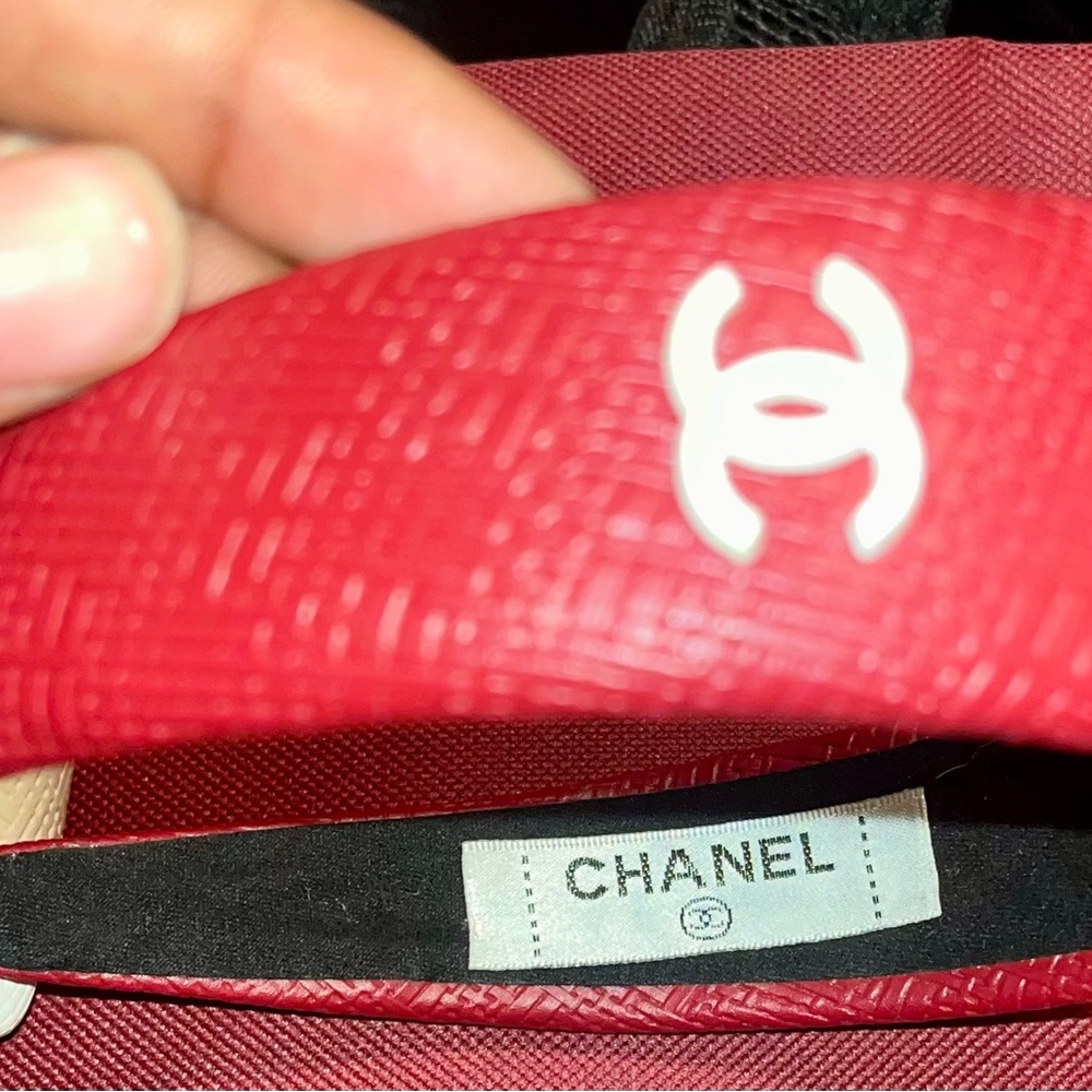 Fashion Red Leather Logo Headband